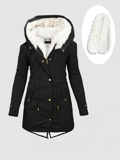 Chic YC Women's Winter Parka Coat Fleece Lined Military Jacket Women Faux Fur Hooded Coat