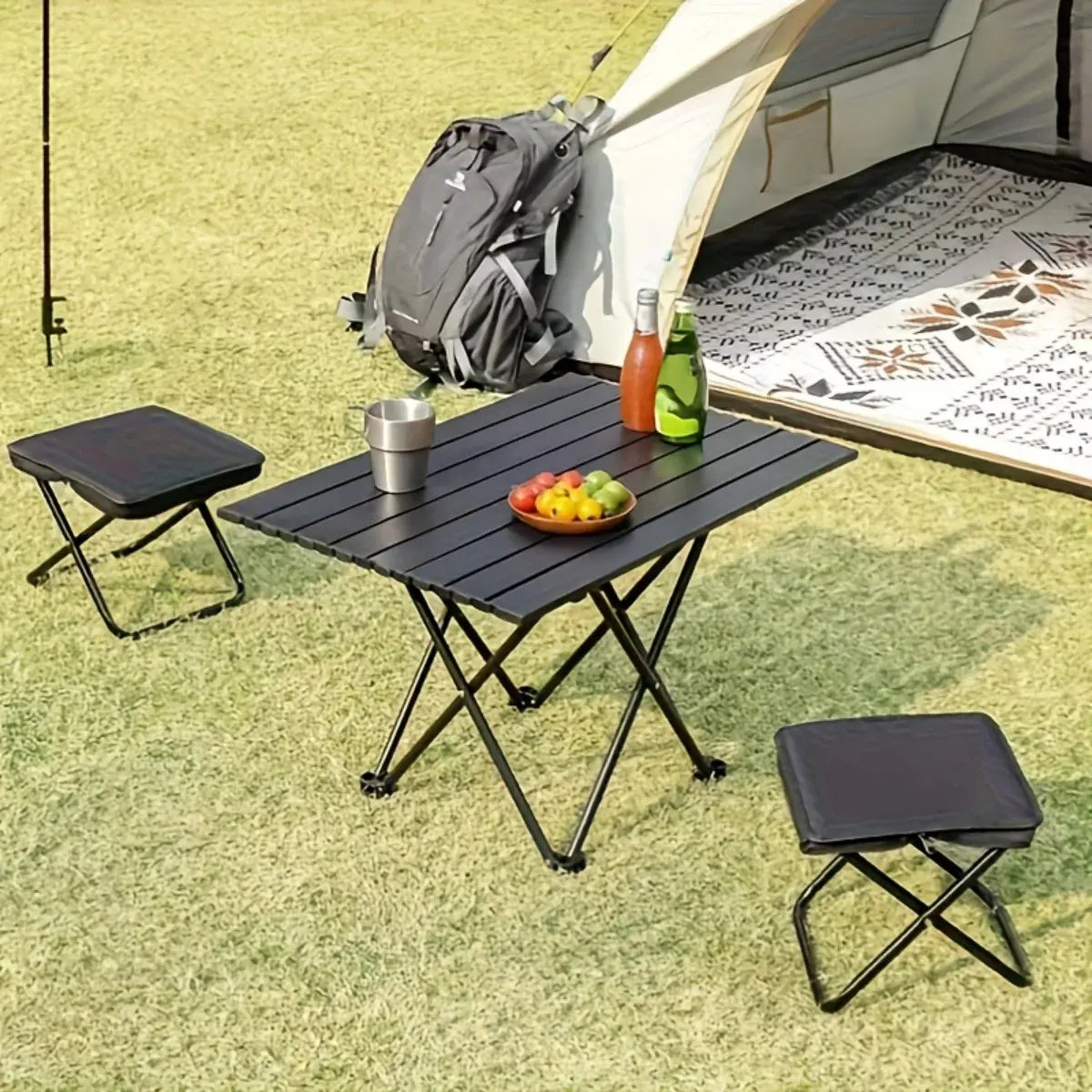 Compact Folding Stool with Zipper Carry Pouch