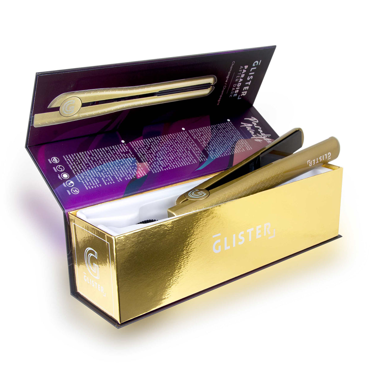 GLISTER - Limited Edition 1.25" "Paradise After Dark" Flat Iron (with Selfie Ring Included)