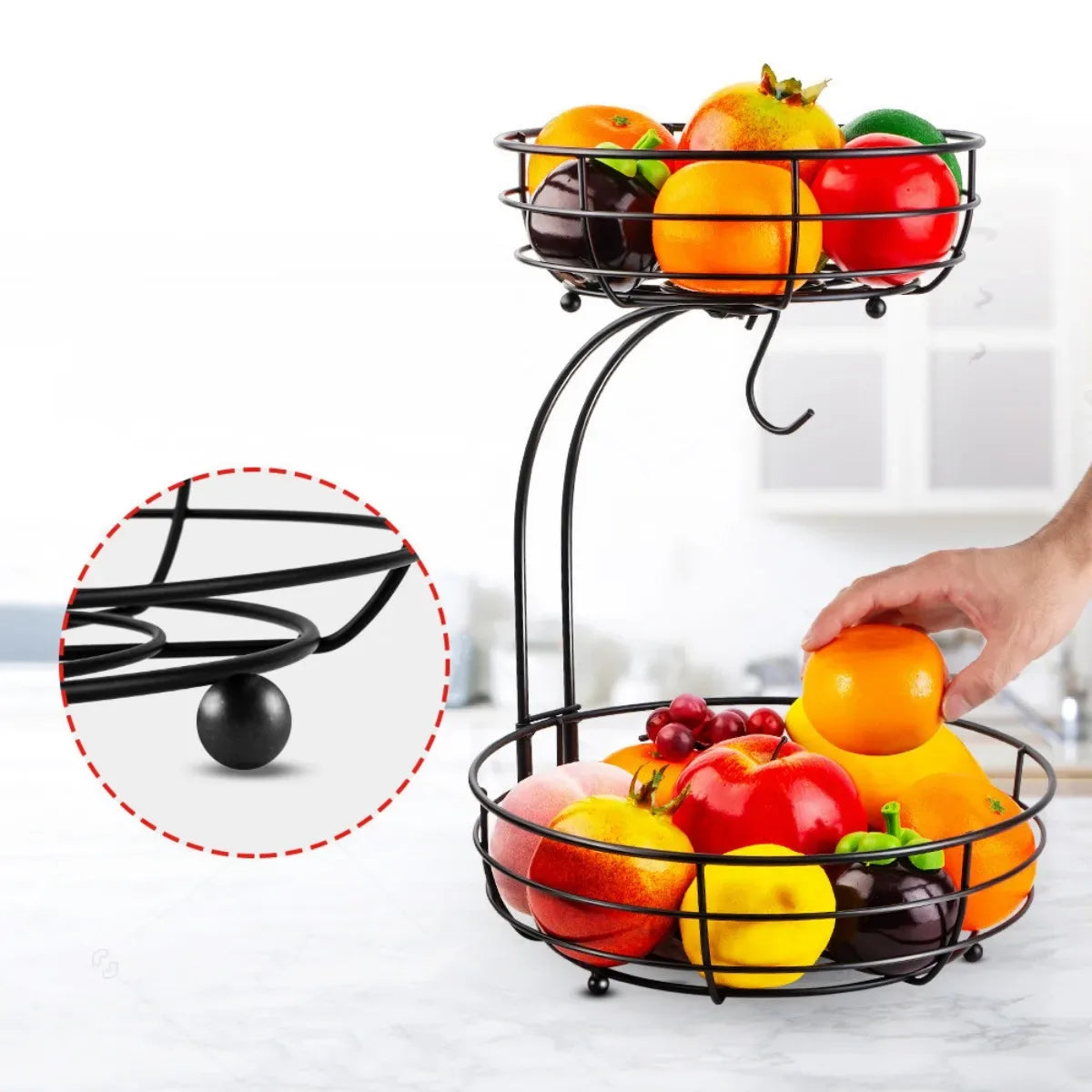 2-Tier Fruit Basket with Banana Hanger