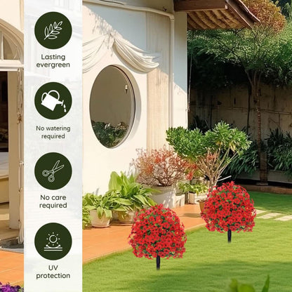 2-Pack Outdoor Artificial Flower Bush Stakes