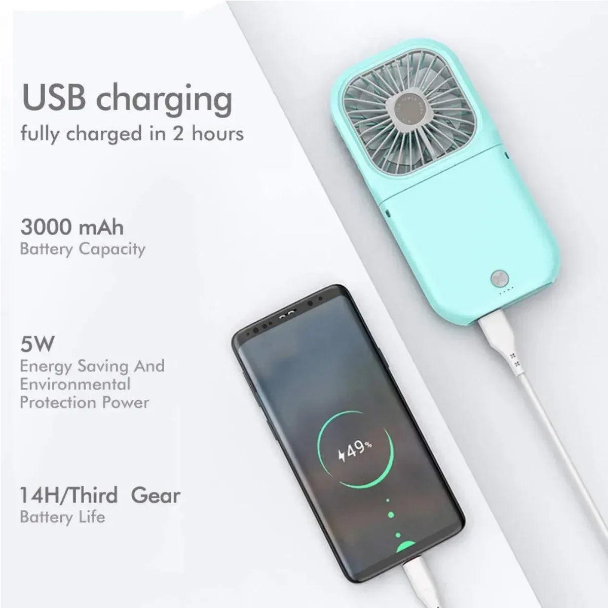 3-Speed USB Rechargeable Mini Fan