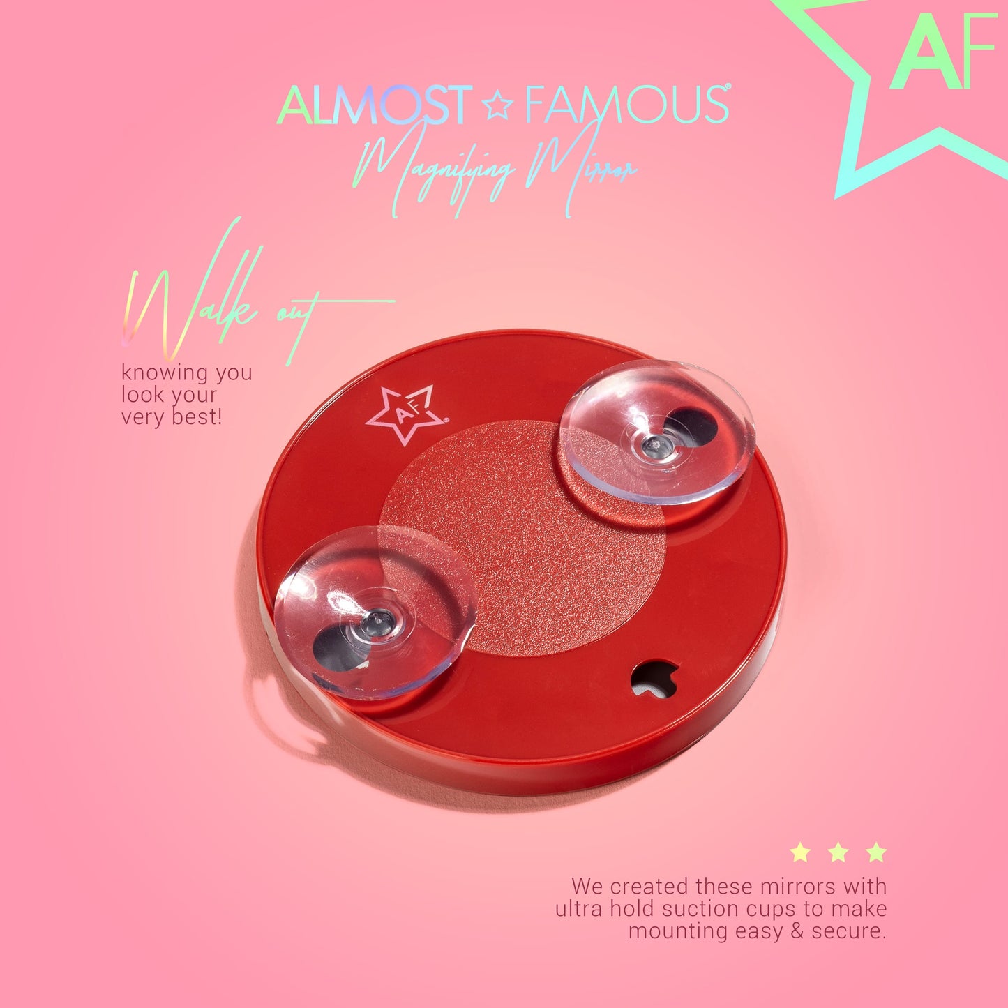 ALMOST FAMOUS - 15X Magnifying Vanity Mirror with Suction Cup – Close-Up Makeup & Tweezing Mirror