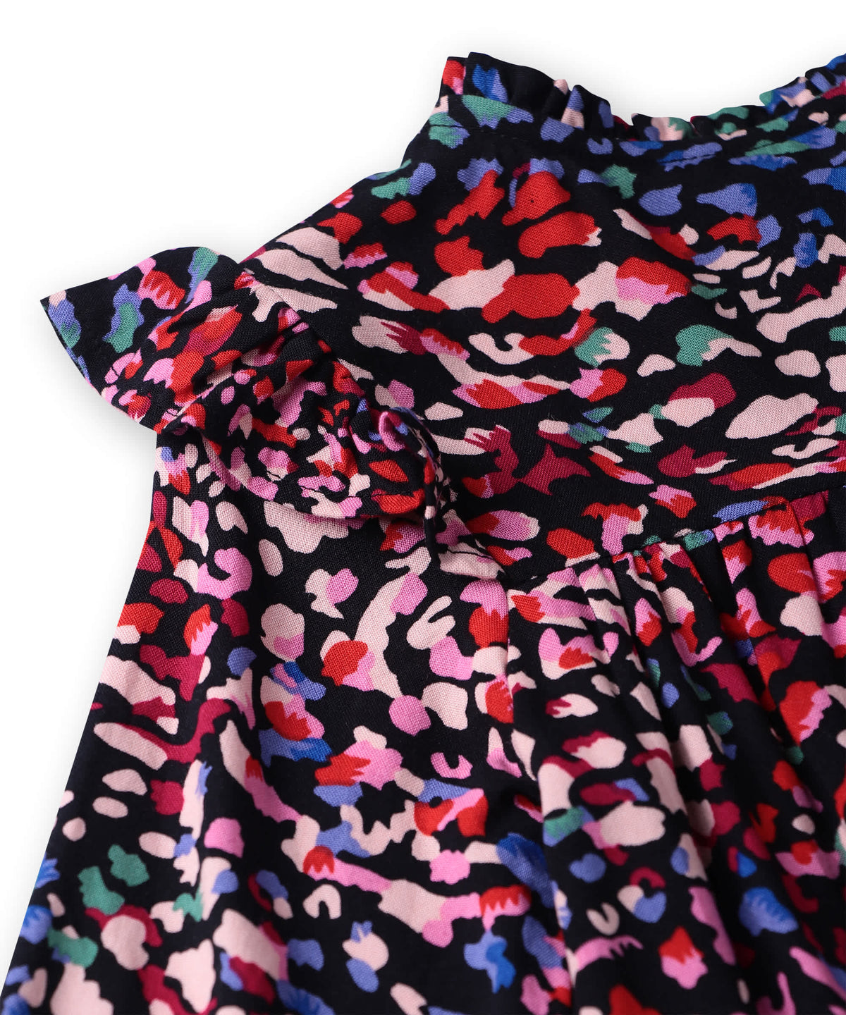 Beebay Button -through printed A-line Black dress