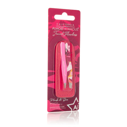 ALMOST FAMOUS - Precision Tweezer Duo (with Genuine Leather Case)