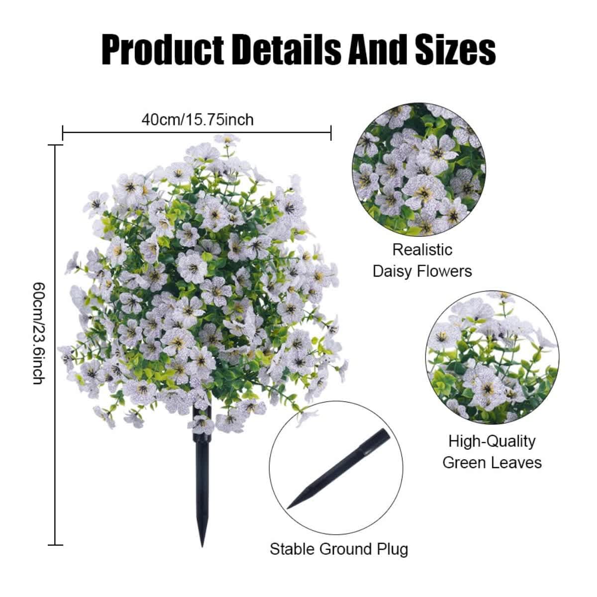 2-Pack Outdoor Artificial Flower Bush Stakes