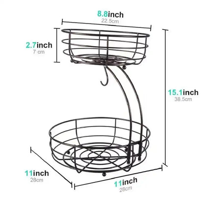 2-Tier Fruit Basket with Banana Hanger
