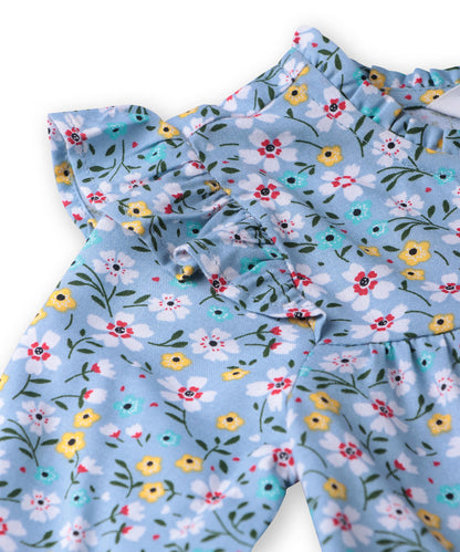 Beebay Button -through printed A-line Blue dress