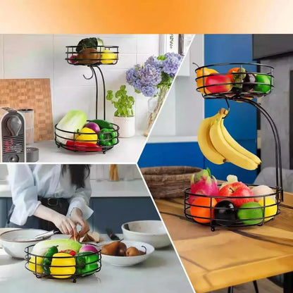 2-Tier Fruit Basket with Banana Hanger