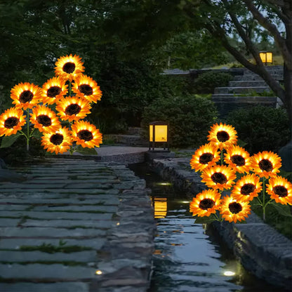 3-Head Sunflower Solar Garden Stake Lights