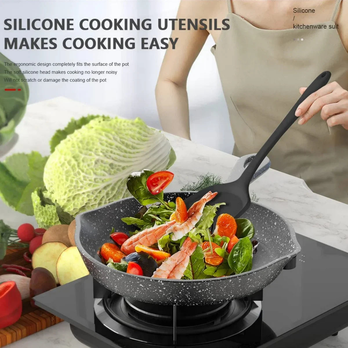 15-Piece Silicone Kitchen Utensil Set