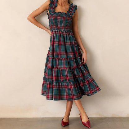 ✨Women’s Sleeveless Plaid Ruffle A-Line Dress