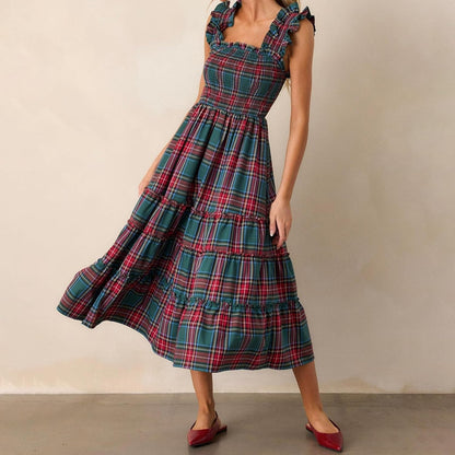 ✨Women’s Sleeveless Plaid Ruffle A-Line Dress