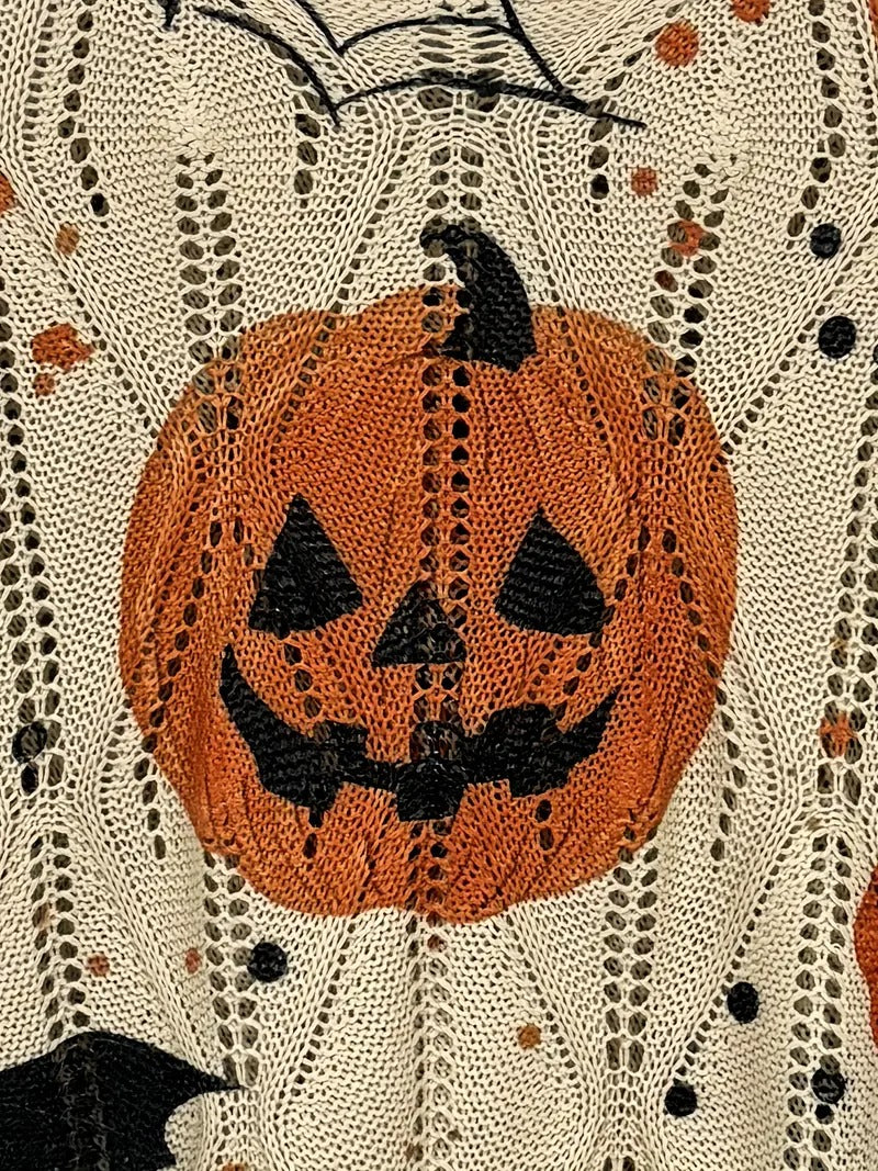 ✨Halloween Crew Neck Pumpkin Loose Fit Long Sleeve Cutout Sweater