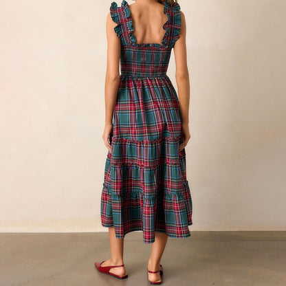 ✨Women’s Sleeveless Plaid Ruffle A-Line Dress