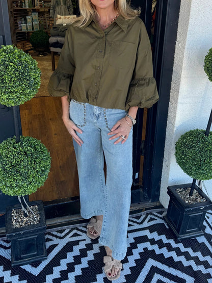 Women's Oversized Puff-Sleeve Shirt