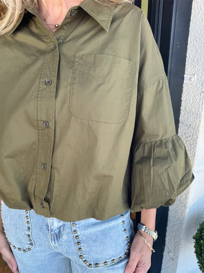 Women's Oversized Puff-Sleeve Shirt