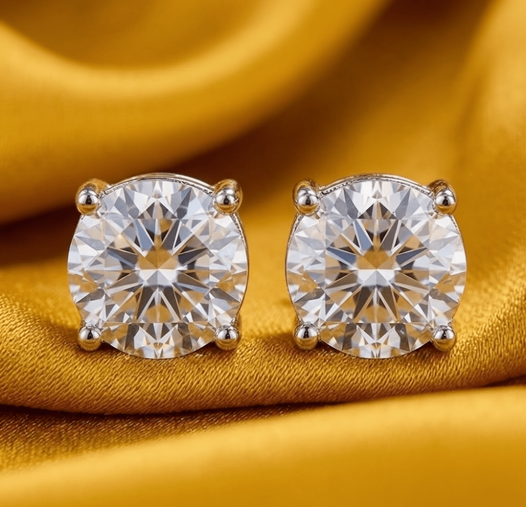 2 CTW Diamond Round Cut 925 Sterling Silver Studs