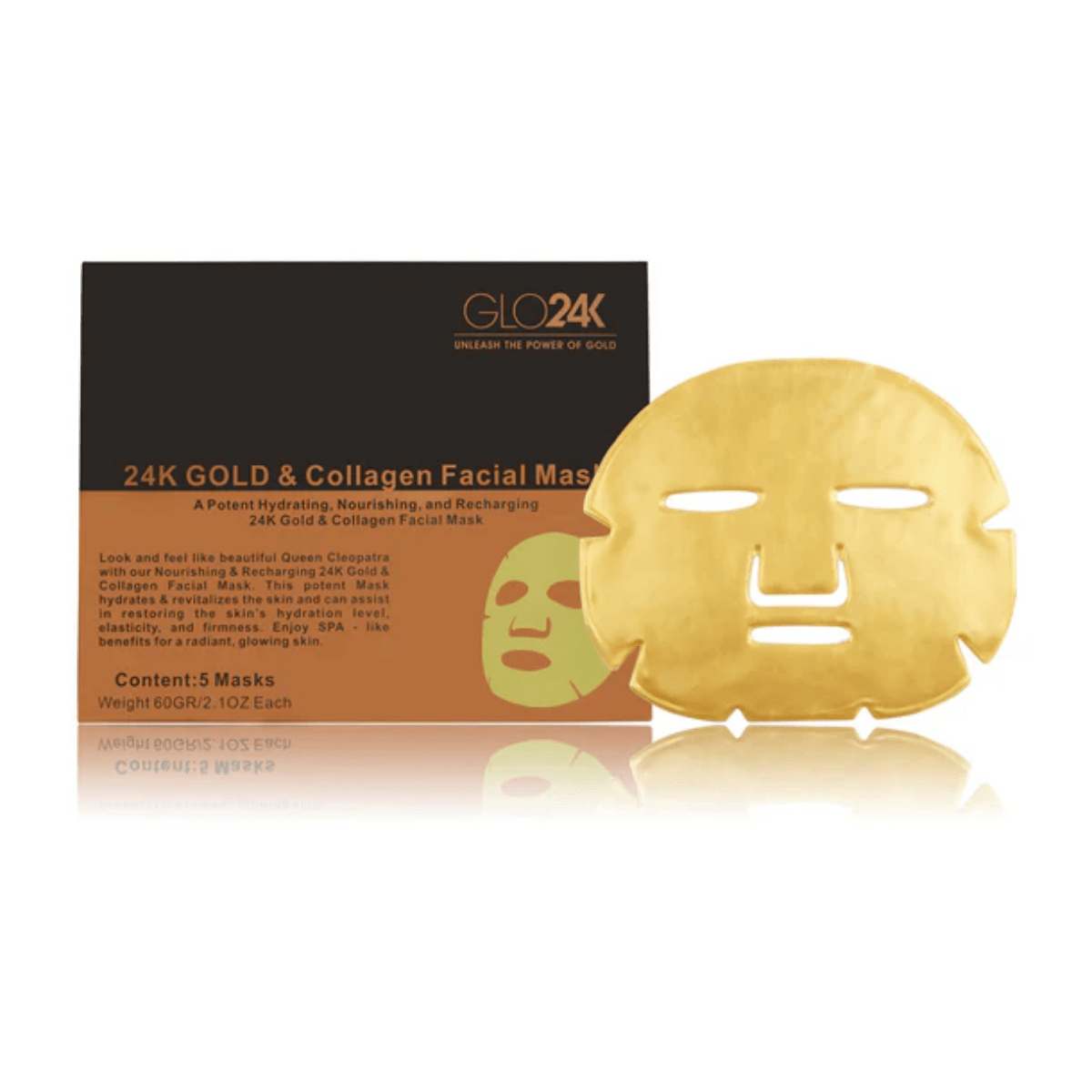 GLO24K 24K Gold Collagen Sheet Mask (5 Pack)