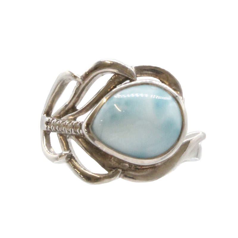 Larimar Stone Sterling Silver Willow Ring Size 7 By Marahlago