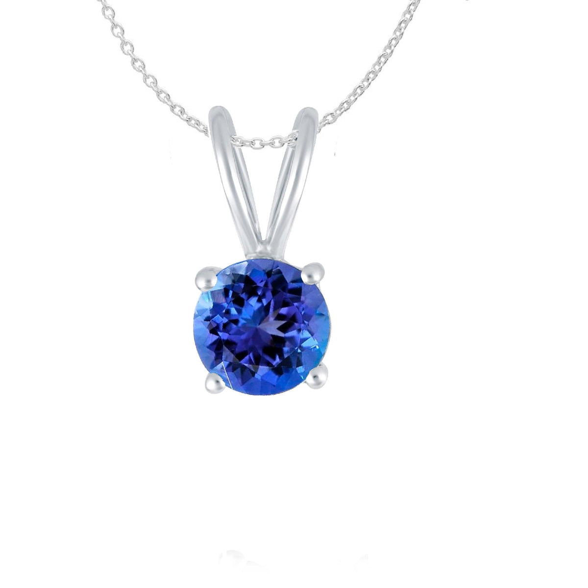 Sterling Silver Natural Tanzanite Solitaire Pendant with 18" Chain