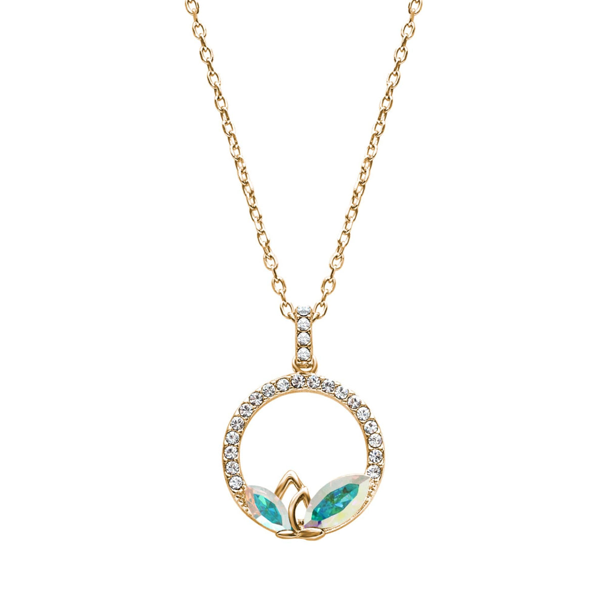 Elegant Dual Marquis Pavé Pendant Necklace – Embellished with Swarovski Crystals