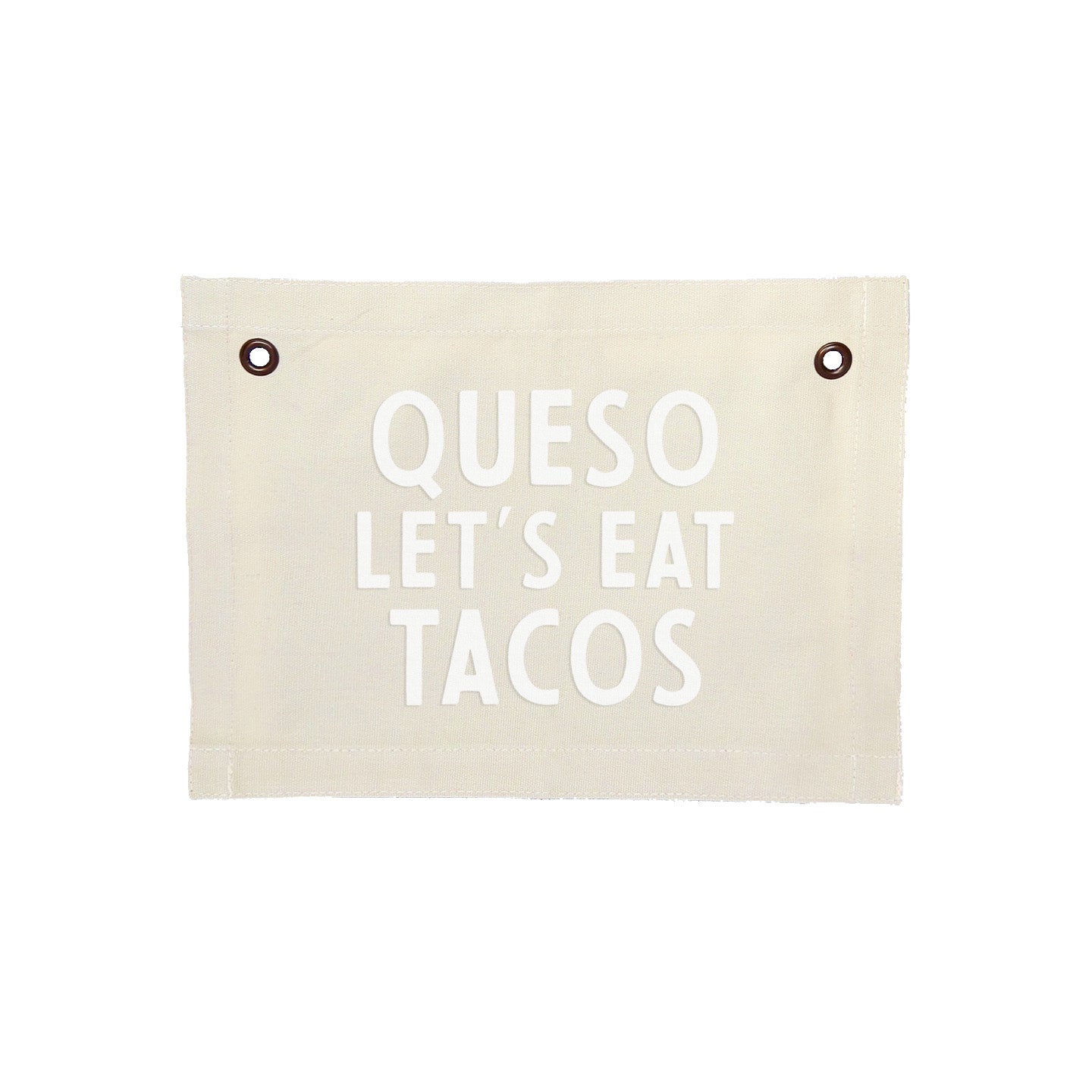 Frankie Jean Queso Let's Eat Tacos Small Canvas Flag