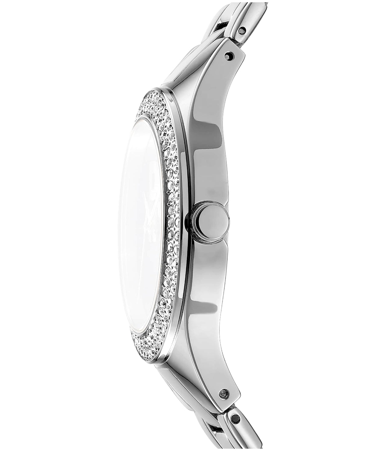 Dkny Women Watch, Silver Color Case, Silver Dial, Stainless Steel Metal Bracelet, 3 Hands, 5 Atm