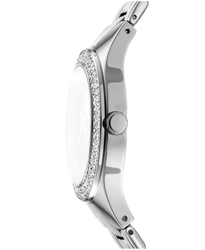 Dkny Women Watch, Silver Color Case, Silver Dial, Stainless Steel Metal Bracelet, 3 Hands, 5 Atm