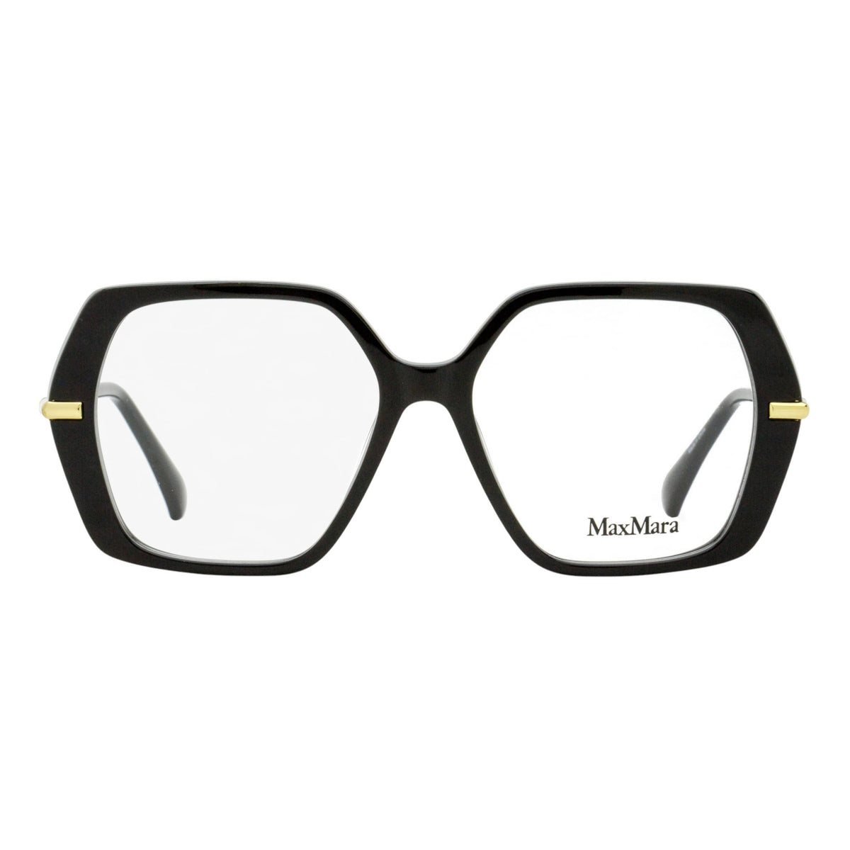 Max Mara Geometric Eyeglasses MM5175 001 Black/Gold 52mm