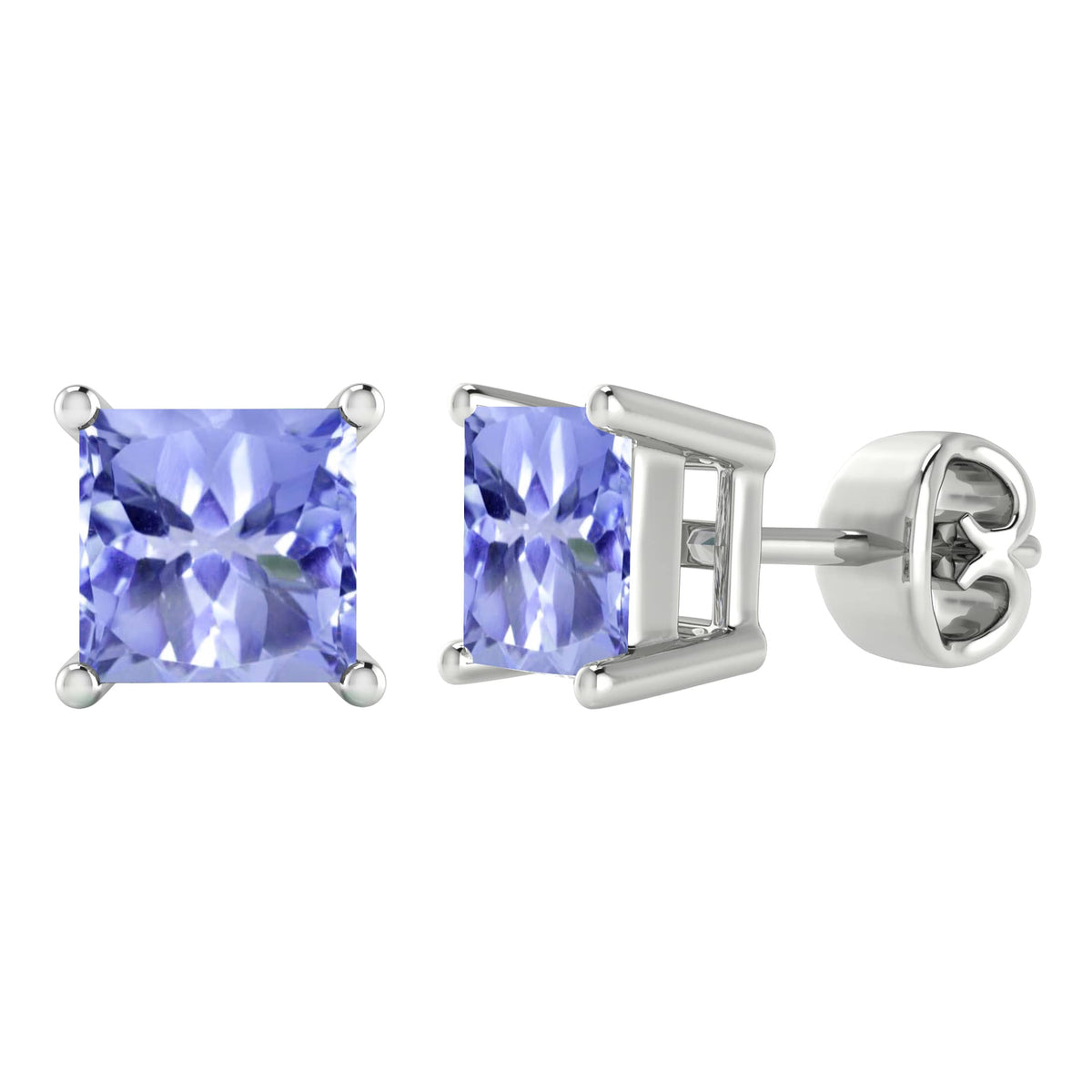 Sterling Silver 2.30CT Natural Tanzanite Stud Earrings