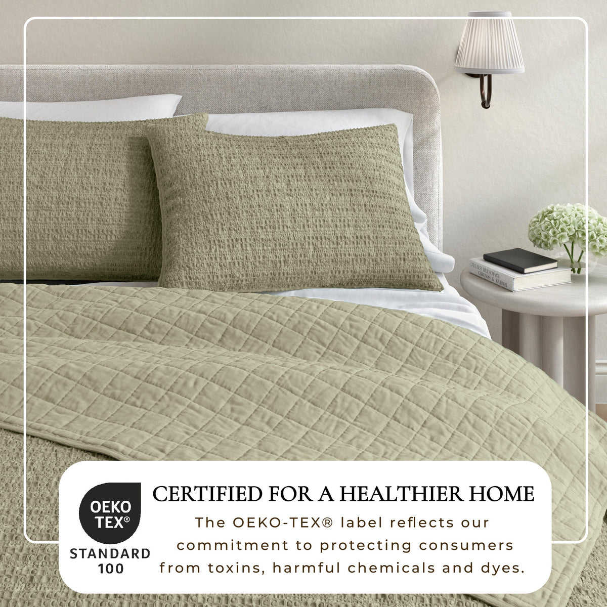100% Cotton Honeycomb Waffle Garment Washed Quilt Set - Genevieve Collection