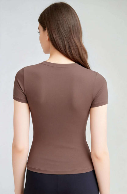 Buttery Soft Built-In Padded Bra Short Sleeve T-Shirt