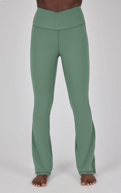 90 Degree by Reflex Lux Madison Crossover Elastic Free Waist 31 1/2 inch Flare Leg Pant