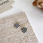 Black & White Acrylic Checkerboard Bow Heart Drop Earrings
