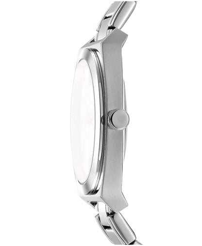 Dkny Women Watch, Silver Color Case, Silver Dial, Stainless Steel Metal Bracelet, 3 Hands, 5 Atm