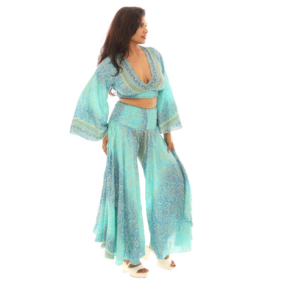 Shoreline Wear Printed Rayon Crop Top and Skirt