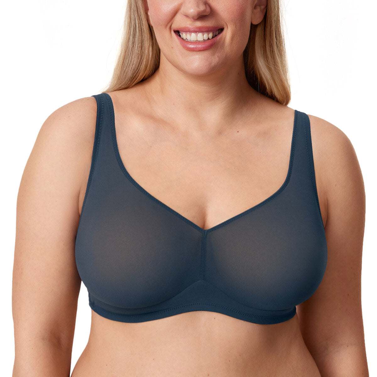Cosnufy Sheer Mesh Wireless Full Coverage Unlined Bra