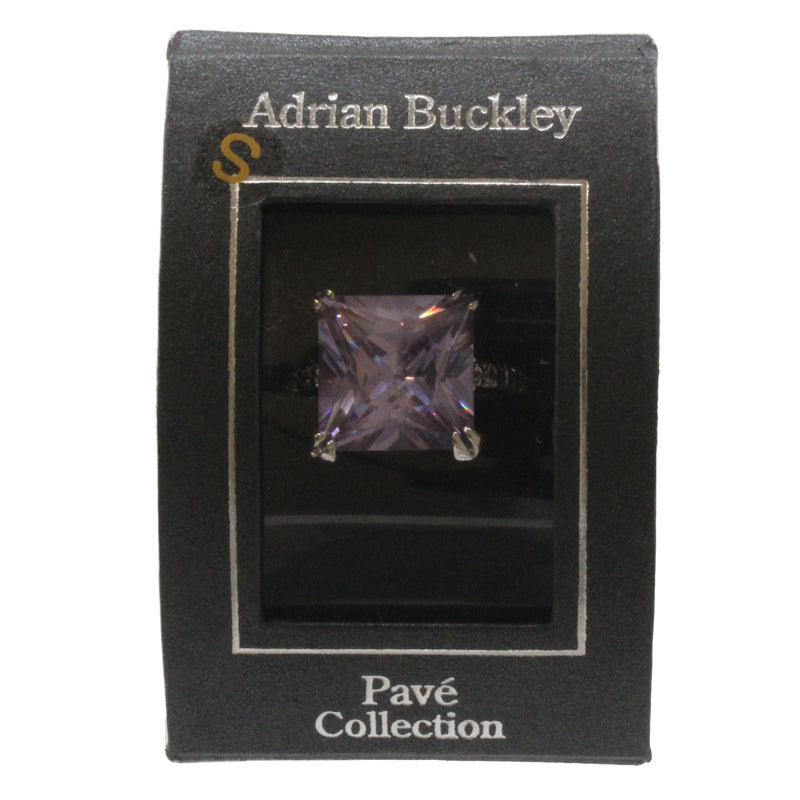 Adrian Buckley Pave Collection Silver Square Crystal Ring CZR373S (S)