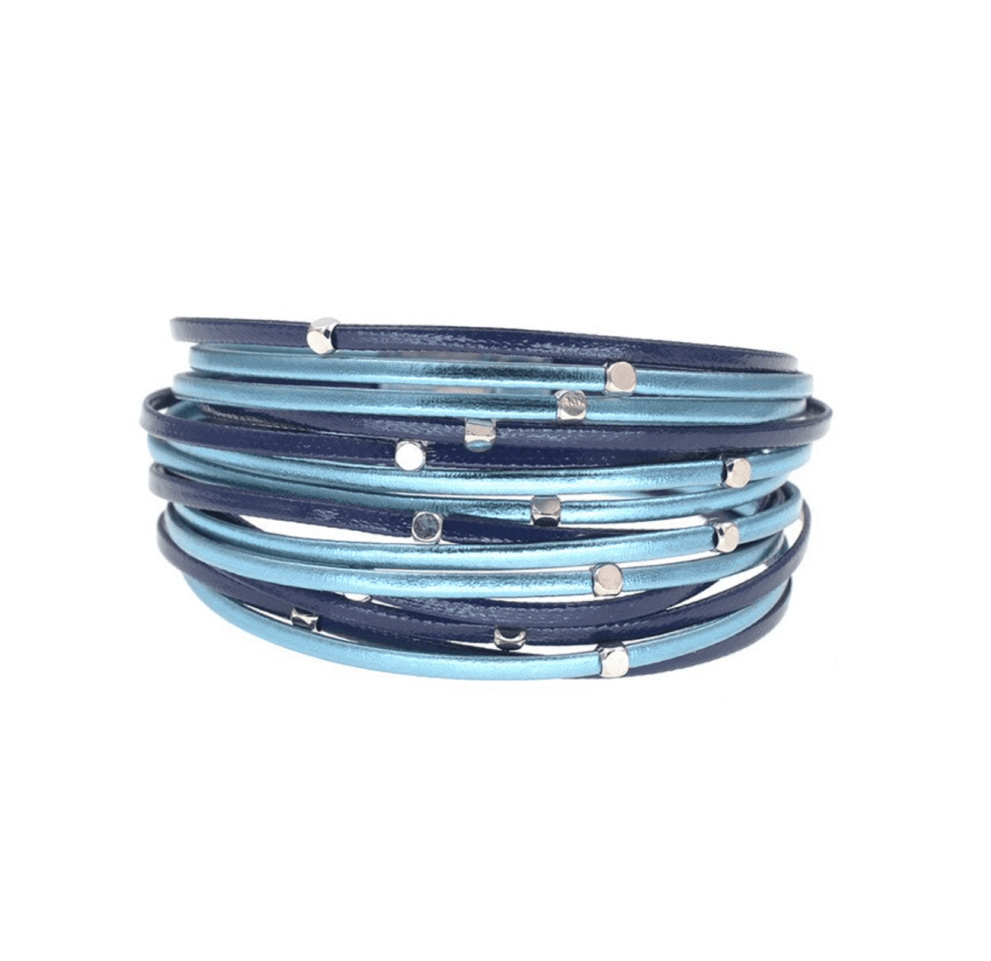 Blue Mix Faux Leather Multi-strand Bracelet