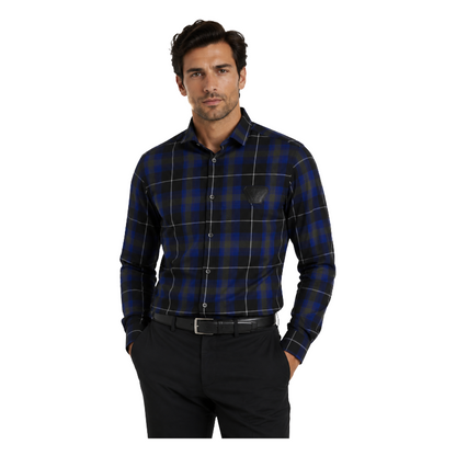 Armani Men's Blue & Black Check Shirt