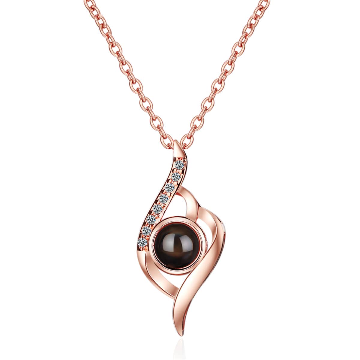 Cubic Zirconia & Rose Goldtone Swirl Pendant Necklace
