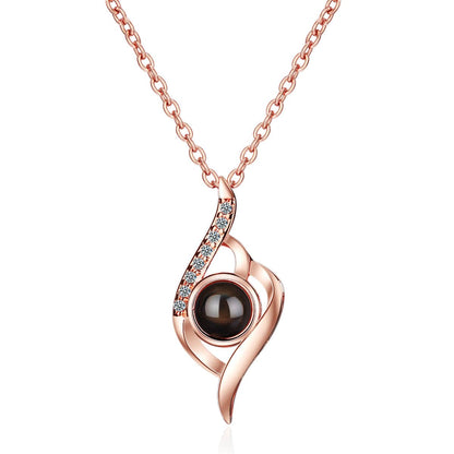 Cubic Zirconia & Rose Goldtone Swirl Pendant Necklace