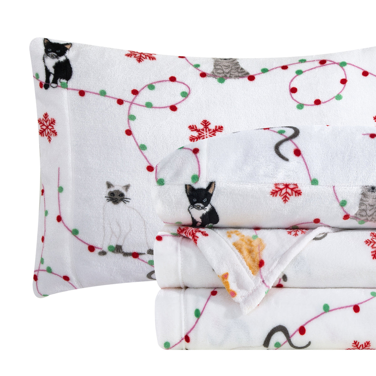Elegant Comfort 4-Piece Holiday Christmas Velvet Plush Flannel Sheet Set