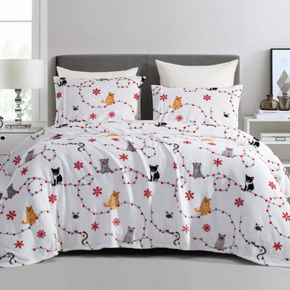 Elegant Comfort 4-Piece Holiday Christmas Velvet Plush Flannel Sheet Set