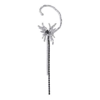 Black Crystal & Cubic Zirconia Butterfly Tassel Ear Cuff