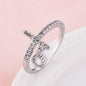Crystal & Cubic Zirconia Silvertone Charm Cross Ring