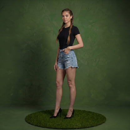 Anna-Kaci Women's Distressed Denim Shorts with Frayed Hem and Classic Five-Pocket Design