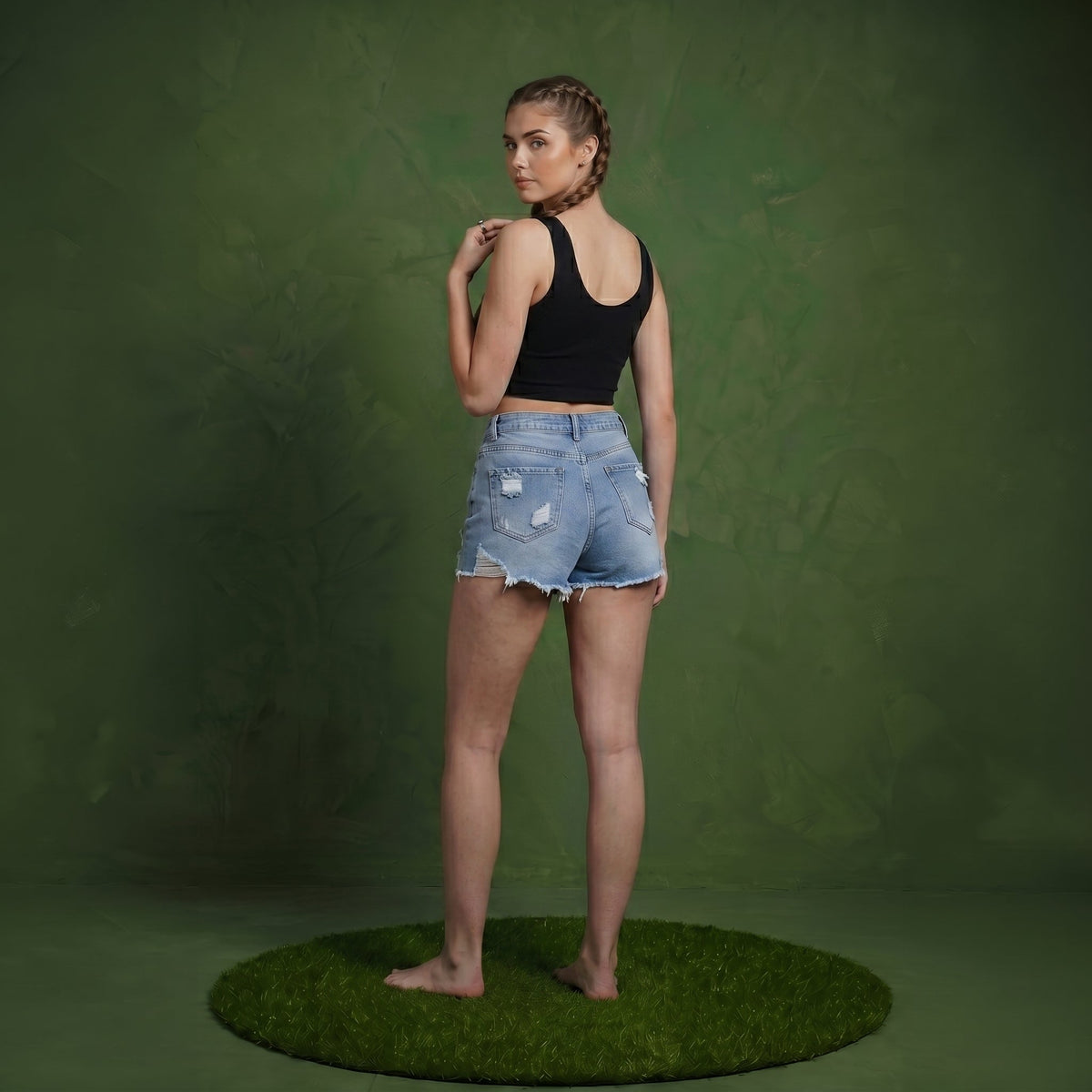 Anna-Kaci Women's High Waist Distressed Denim Shorts with Raw Hem