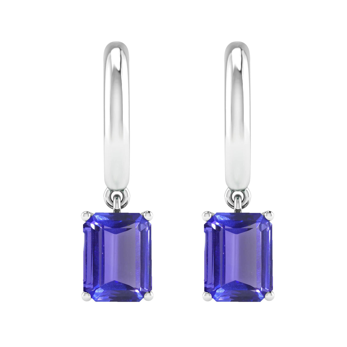 Sterling Silver 3.40CT Natural Tanzanite Dangle Earrings